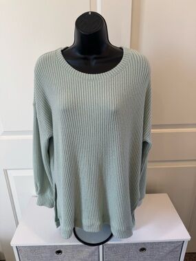 Caslon Mint Ribbed Knit Crewneck Sweater